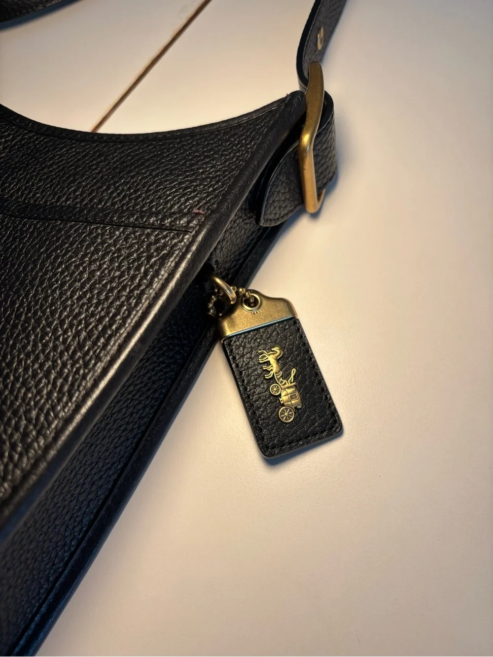 Coach Emery Black Grained Pebbled Leather Crossbody Shoulder Bag Purse